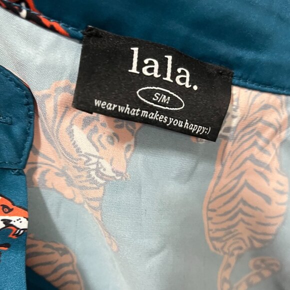 Dressed in LALA Wild Woman Teal Satin Playsuit Set - Picture 7 of 8